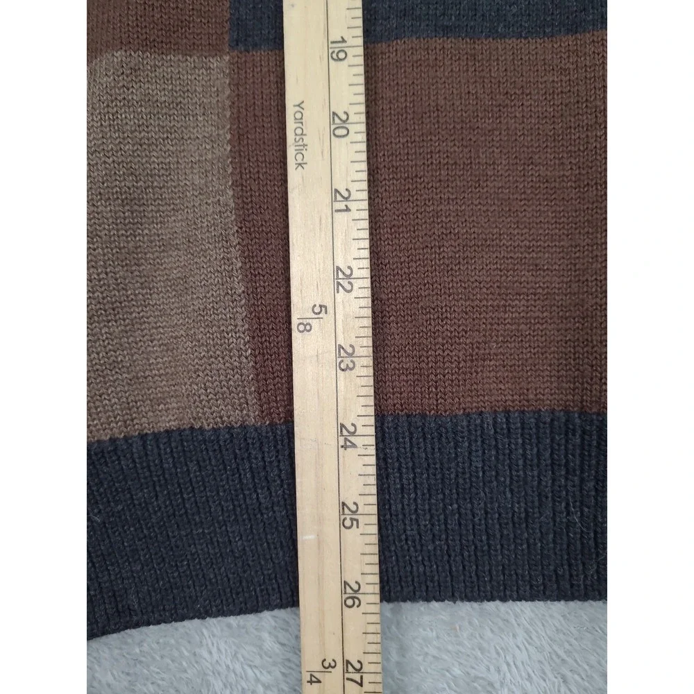 Alex Cannon Italian Yarn Wool 1/4 Zip Sweater‎ Mens Sz Med Brown Color Block